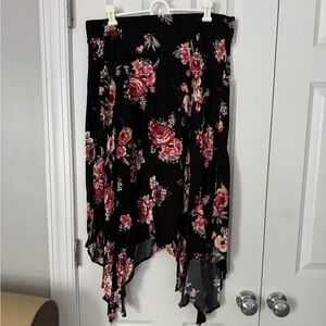 Torrid Black and Pink Asymmetrical Skirt